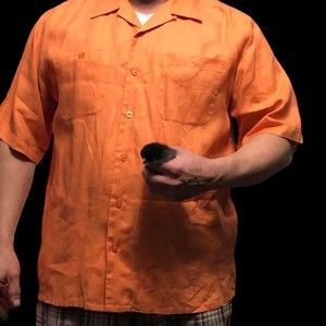 Visitor 100% Linen Men’s Button Front Shirt, Orange Textured, Lagen Look SZ L